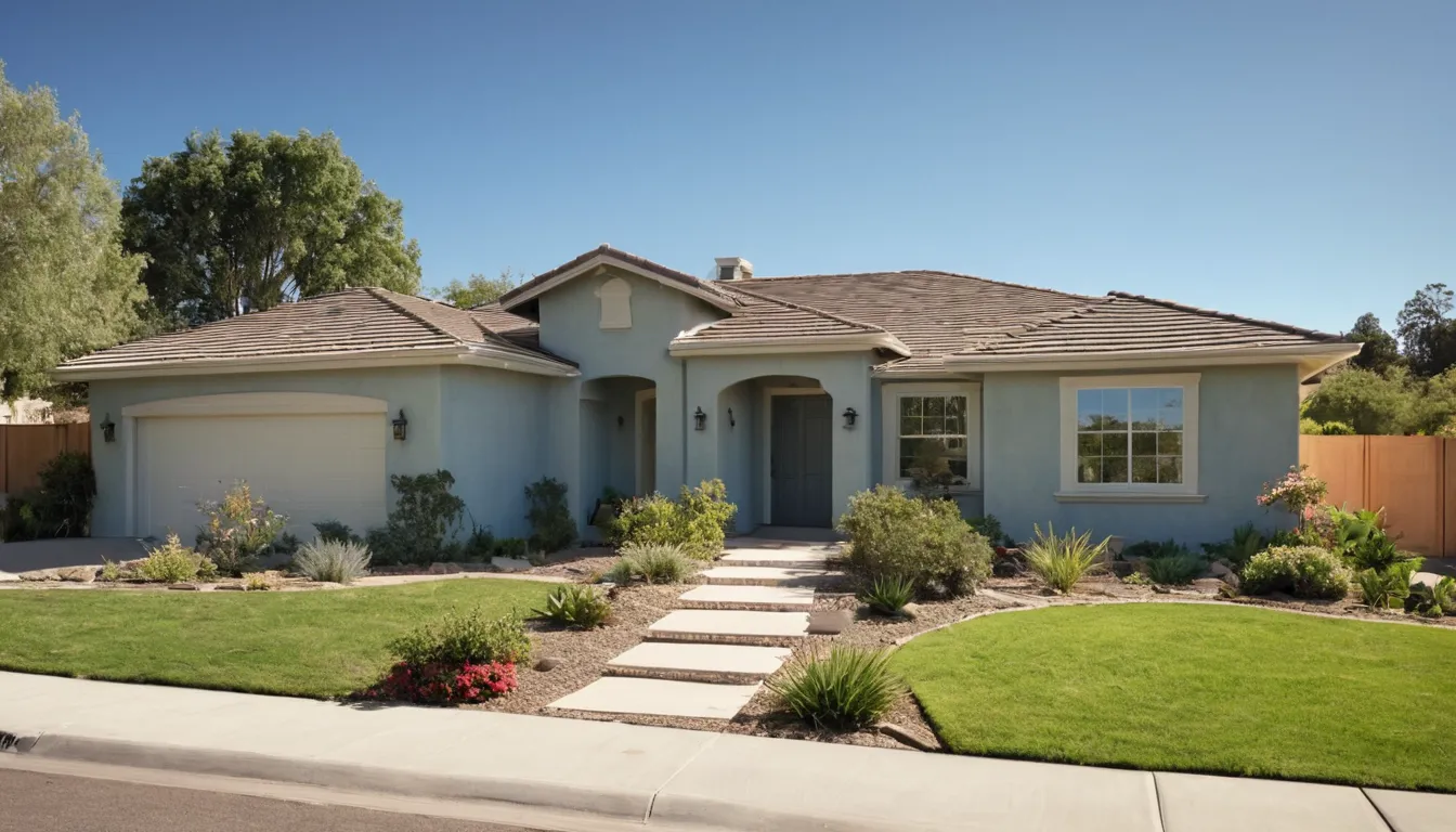 Single-story stucco home with a mild-weather yard in the Loomis area